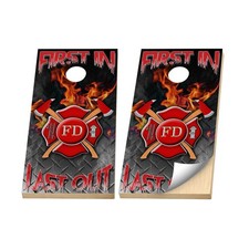 Premium Cornhole Vinyl Wraps - First responder - Fire Rescue - Firefighters