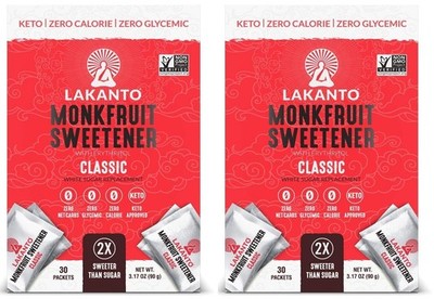 Lakanto Classic Monk Fruit Sweetener Packets - White Sugar Replacement, Zero ...