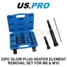 US PRO Tools 22PC Glow Plug Heater Element Removal Set For M8 & M10 5649
