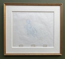 Christopher Robin and Winnie-the-Pooh Originally Blue crayon on paper Drawing