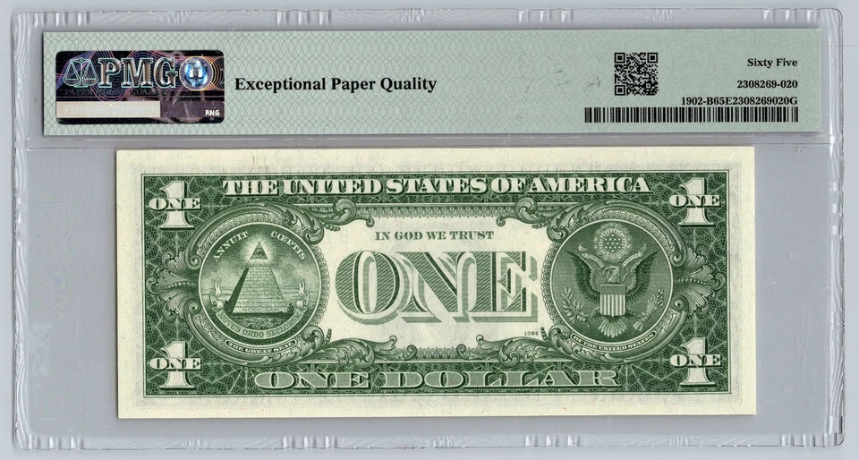 1963B $1 Dollar BARR NOTE New York NY PMG 65 EPQ Gem Uncirculated 1963 Series B - Image 2 of 2