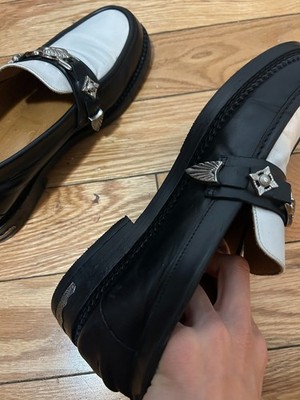 TOGA Black Leather Loafers with Silver Metal Buckle Toga Virilis SSENSE Black White Metal Loafers Men main image 2