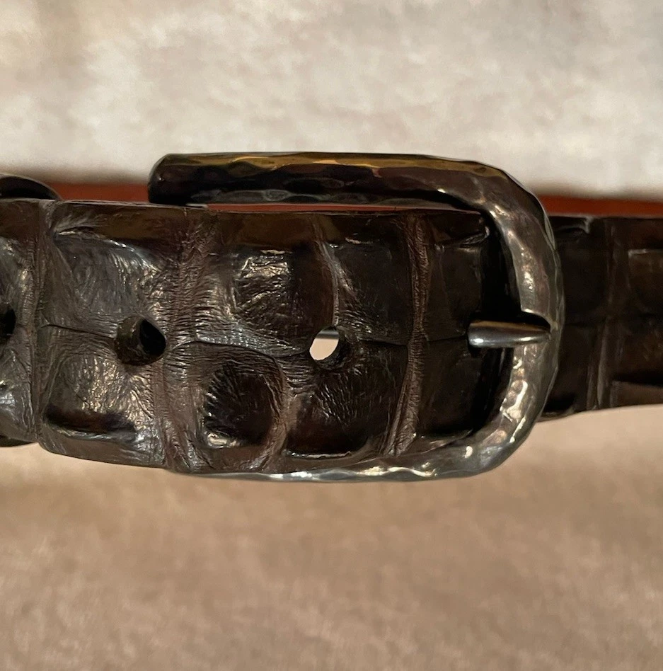 Cinturón Torino Elite Cocodrilo Negro/Marrón Oscuro 34” 1.5” Ancho 2.5” África Raro  Foto 3 de 4