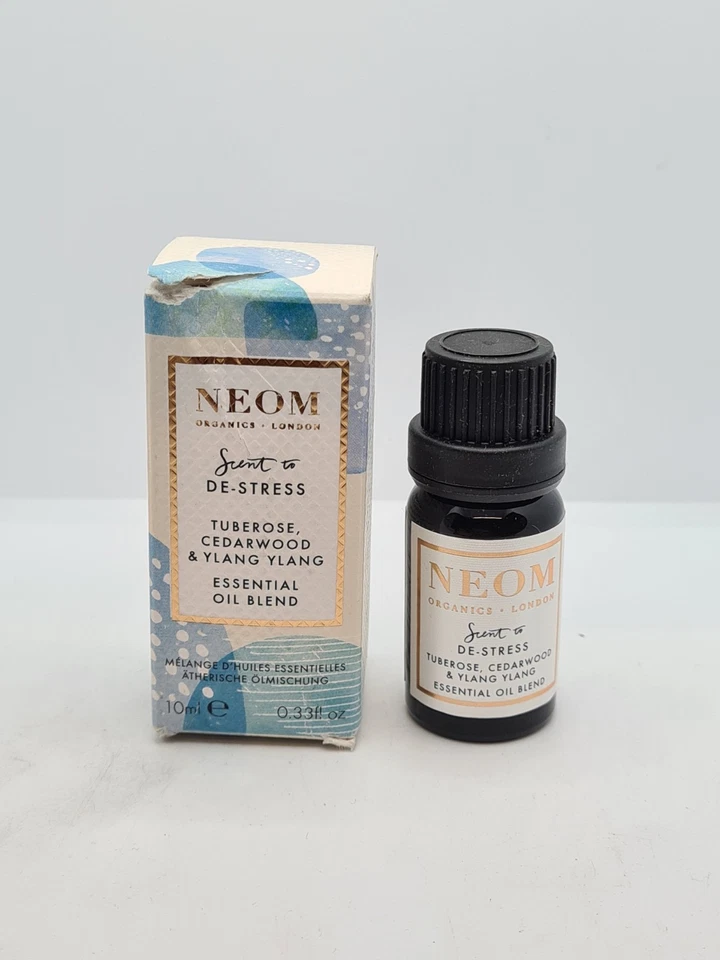 NEOM De Stess Tuberose, Cedarwood & Ylang Ylang Essential Oil Blend, 10ml