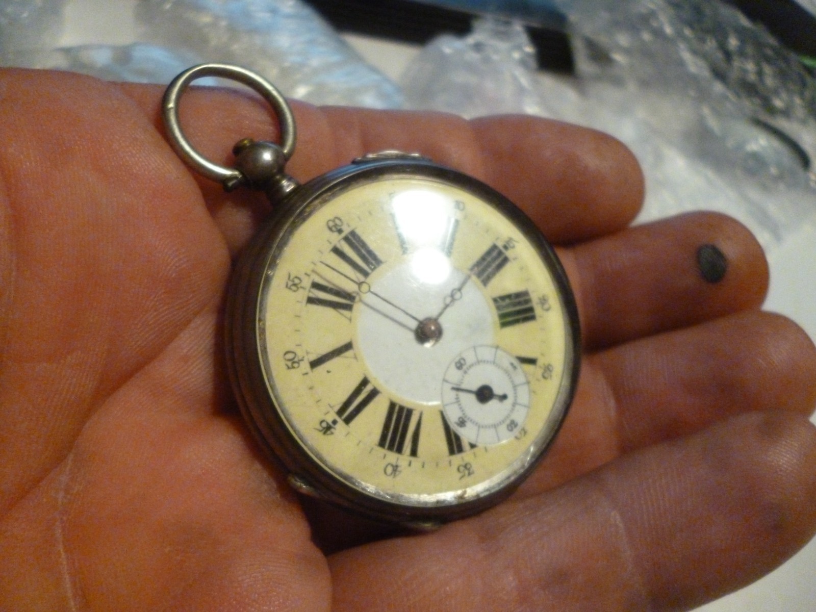 Antique J.C. Metal Case Key Wind Pocket Watch WORKS?