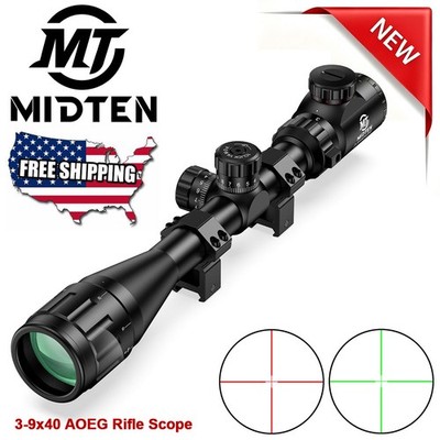 Hunting 3-9x40 Rifle Scope w/ Locking Turret, Zero Reset, Illuminated Crosshair