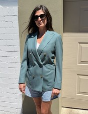 Blazer doppiopetto sartoriale lana Maurizio Miri bottoni oro acqua Italia IT42 S