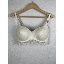 Victoria's Secret Pink Womens Bralette Size Medium D/DD Ivory Cream Lace Bra NEW