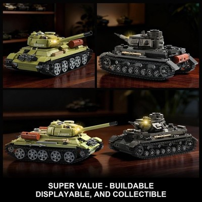 Building Sets WW2 Army Tank Panzer IV & T-34 with Lights 1201