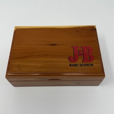 NEW in Box  J&B RARE SCOTCH Playing Cards 2 sealed decks with Wood Cedar Box
