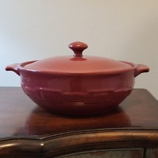 Longaberger Paprika Deep Red Ceramic Casserole Dish 9.5" D