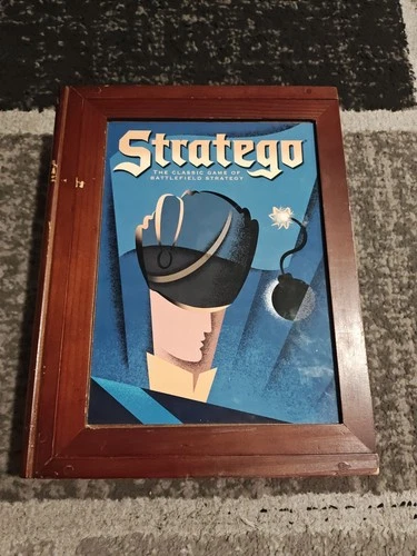"Vintage" STRATEGO Game Wooden Bookshelf Box Milton Bradley - Complete