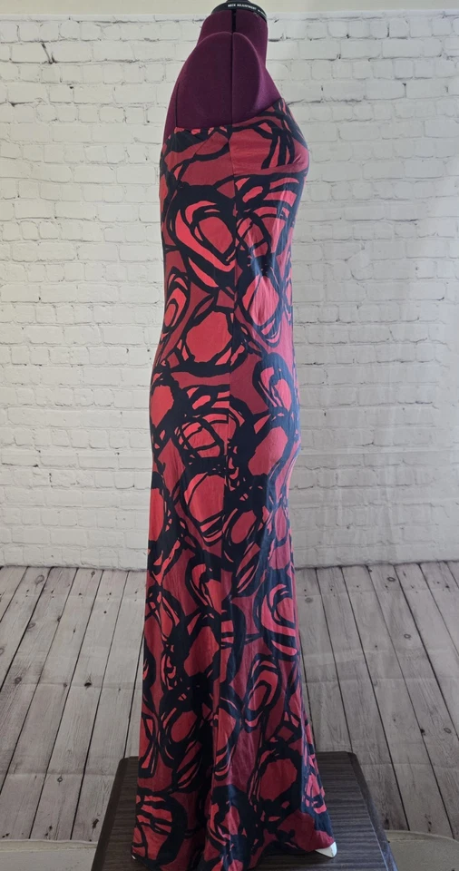 Vestido De Colección Y2k 100% Seda Talla 8 Rojo Negro Fiesta de Vacaciones Año Nuevo Gorh Glam Formal Gótico Foto 2 de 4