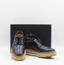Prada Clipper Navy Men's Dress Shoes 250MM