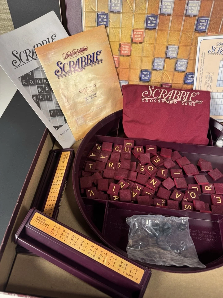VINTAGE Scrabble Deluxe Edition COMPLETE Milton Bradley 1999 Crossword Word Game - Image 4 of 4