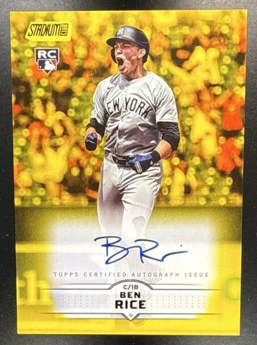 2025 Topps Stadium Club Ben Rice #SCBA-BR Auto Yellow Foil RC Yankees
