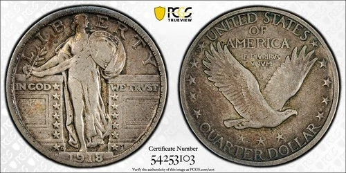 1918 D Standing Liberty Quarter   PCGS VF 20   Crusty & Appealing Original