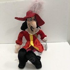 Peter Pan Villain CAPTAIN HOOK 20" Plush Doll Disney Store Genuine Authentic.