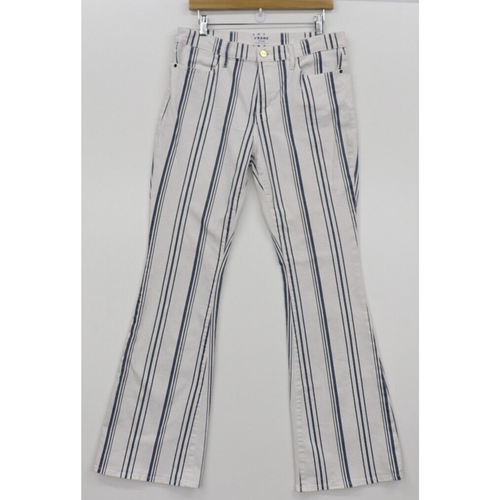Frame Jeans Womens Size 32 Le High Flare Blue White Striped Cotton Stretch - Picture 2 of 15
