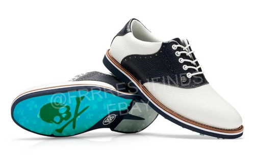 Authentic G/FORE Mens Saddle Gallivanter Pebble Leather Snow Twilight Golf Shoes - 第 13/15 張圖片