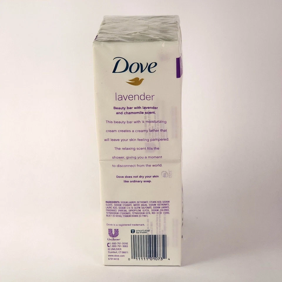 6 Bars Dove Relaxing Lavender Beauty Bar with Lavender Chamomile Scent 3.75oz - Image 4 of 4