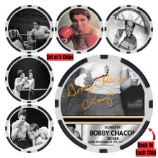 BOBBY CHACON - BOXING HALL OF FAME - SET OF 5 POKER CHIPS - *SIGNED/AUTO*