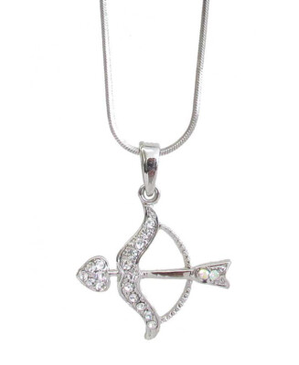 Clear Crystal Cupid Arrow Pendant Necklace