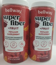 {2 Pack} Bellway Super Fiber Powder +Fruit, Psyllium Husk, Raspberry Lemon 11/26
