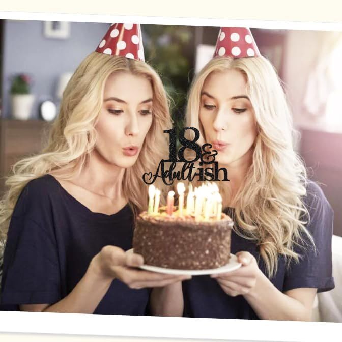 18th Birthday Cake Topper Black Glitter Happy 18th Birthday Cake Topper ...
