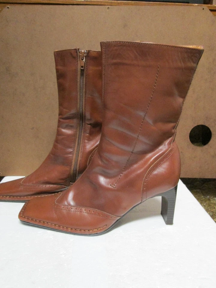 Henry Ferrera 棕色皮革小牛靴 8.5 码 — 第 4/4 张图片