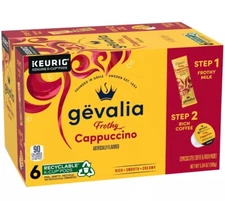 Gevalia Frothy 2-Step Cappuccino K-Cup Coffee Pods & Froth Packets-6ct