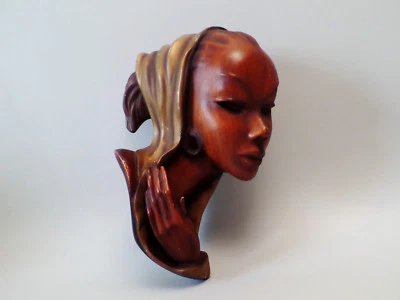 Art Deco Wandmaske Cortendorf 3422 Afrikanerin mit Flash-Tunnel gr. Ohrring - Bild 1 von 4