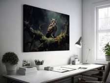 Mystical Forest Owl Wall Art Canvas Unframed Print Art