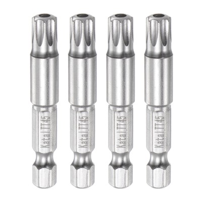 4pcs TT45 Magnetic Security Star 7Point Screwdriver Bit 1/4'' Hex Shank 2'' Length