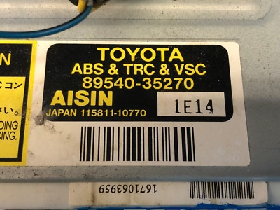 01 TOYOTA 4RUNNER ABS & TRAC & VSC COMPUTER 89540-35270 SKID