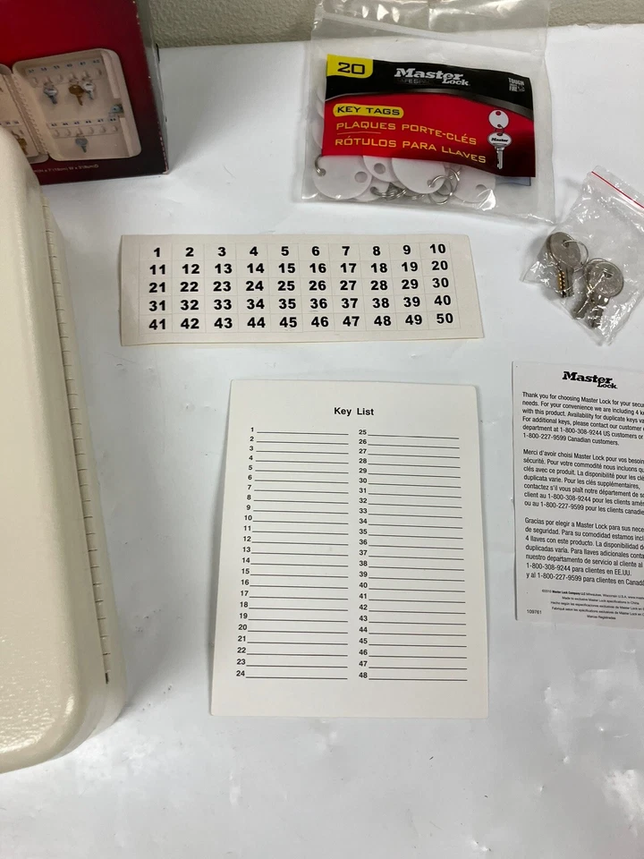 Master lock 20 key Metal security Key cabinet Set- Storage Box - W/ 4 Keys -NEW - Image 3 of 4