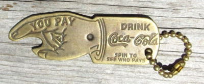 Coca Cola Bottle Opener Spinner Keychain SOLID BRASS Coke Pepsi 7up Beer Soda