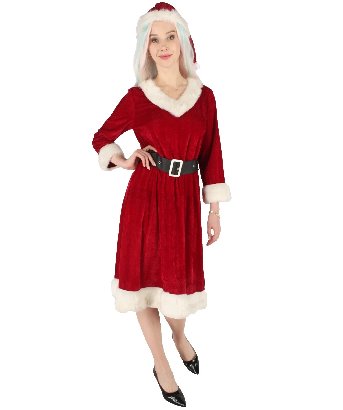 Polyester Dress Costumes for Women Santa Claus