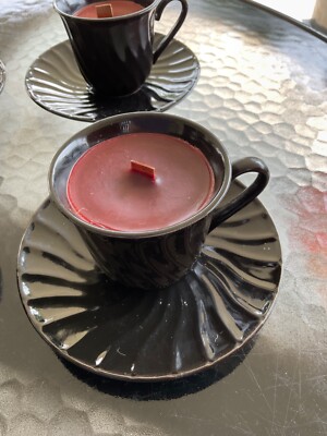 Handmade organic beeswax 4 oz tea cup candles