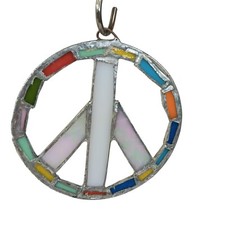 Stained Glass Peace Sign Suncatcher Multicolor By Blue Moon Glassworks Austin
