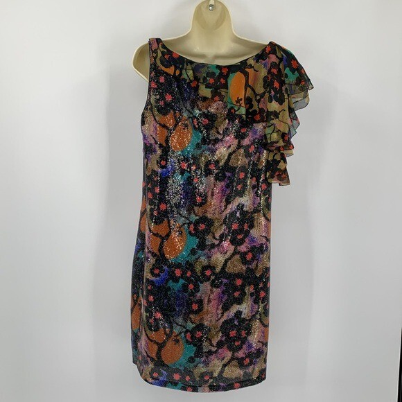 DVF Diane von Furstenberg Amora Cherry Blossom dress sequin chiffon ruffle New 6