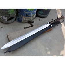 Custom Handmade Carbon Steel Blade Celtic Leaf Sword | Hunting Sword Camping