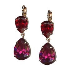Mariana Earrings Dangling Siam  Fuchsia Austrian Crystals My Treasures Coll.