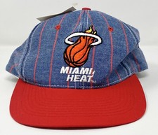 Vintage 90  s AJD NBA Miami Heat Pinstripe Snapback Hat Cap