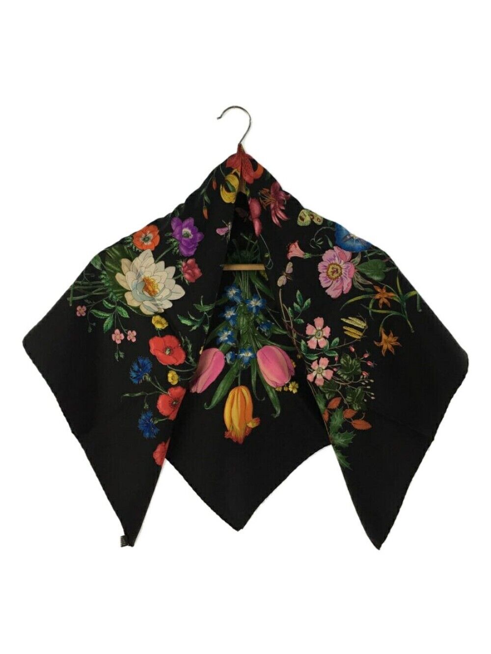 Authentic GUCCI Black 100% Silk Flower Pattern Lo… - image 9