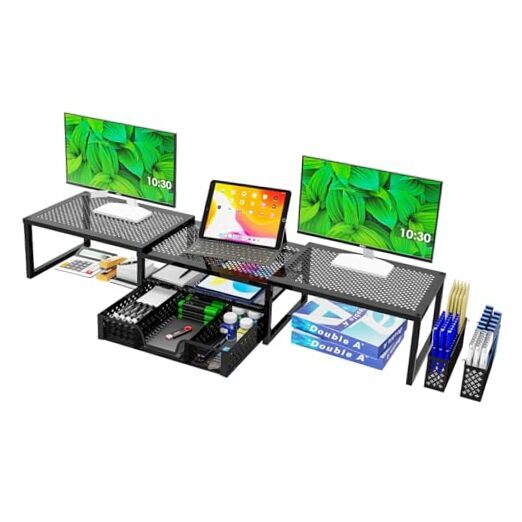 Monitor Stand Riser, Adjustable Angle Computer Desk Organizer with Metal-image