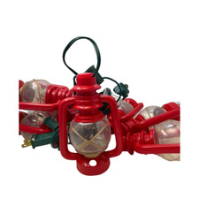Vintage Red Lantern String Lights Rustic Cabi...