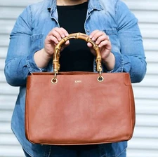 Mark and Graham Bamboo Elisabetta Tote Hazelnut Made in Italy