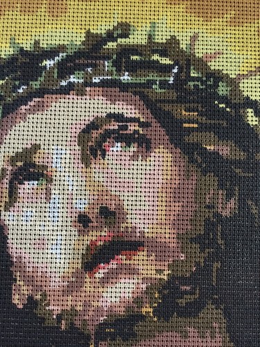 VINTAGE Unworked RENI TAPESTRY CANVAS Made In Greece RELIGIOUS Jesus CATHOLIC - Picture 3 of 4