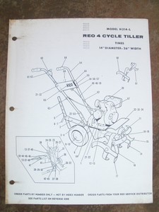 Details About Reo Roto Tiller Parts Manual Model H314 L Original